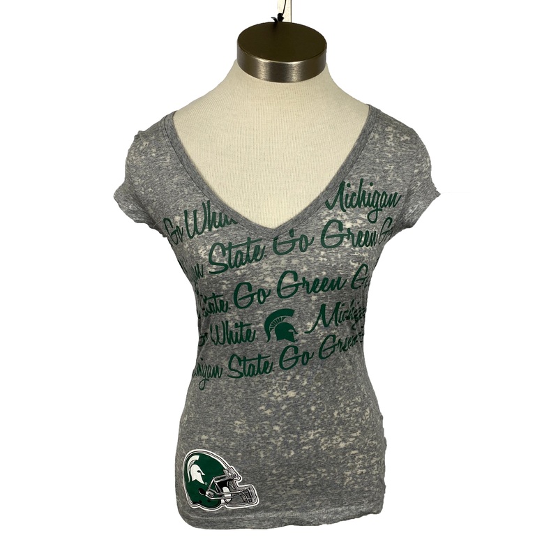 Michigan State University Gray V-Neck T-Shirt Women’s Size S