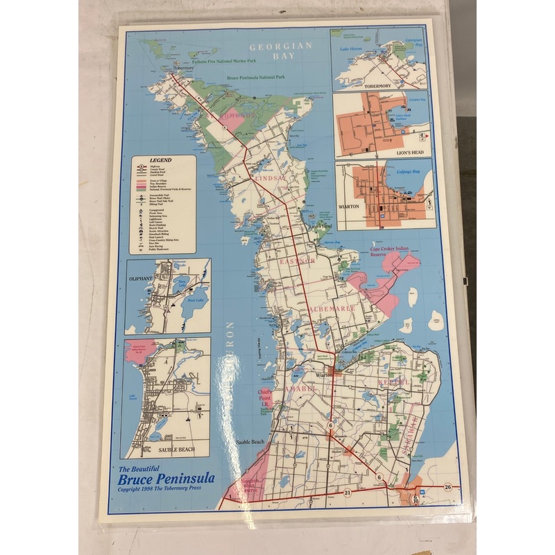 The Beautiful Bruce Peninsula (Ontario) 1998 Laminated Map Tobermory Press