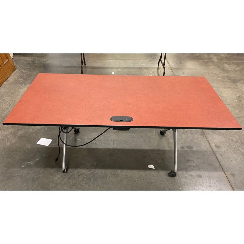 Versteel Woodgrain Laminate Rolling Table w/ Outlets