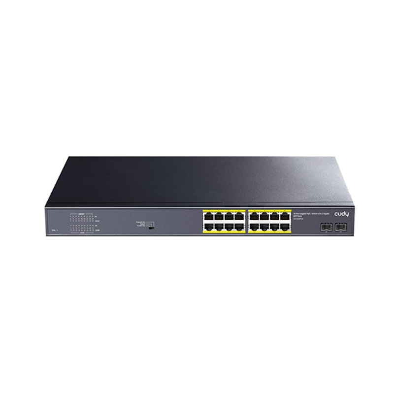 Cudy, 16-Port Gigabit PoE+ Switch with 2 Gigabit SFP ports 200W – GS1020PS2