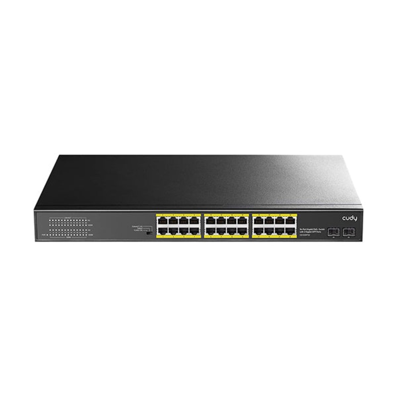 Cudy, 24 Gigabit Ethernet Unmanaged PoE+ Switch, 300W, 24 * 100/1000Mbps PoE+ Ports, 2 Gigabit SFP – GS1028PS2