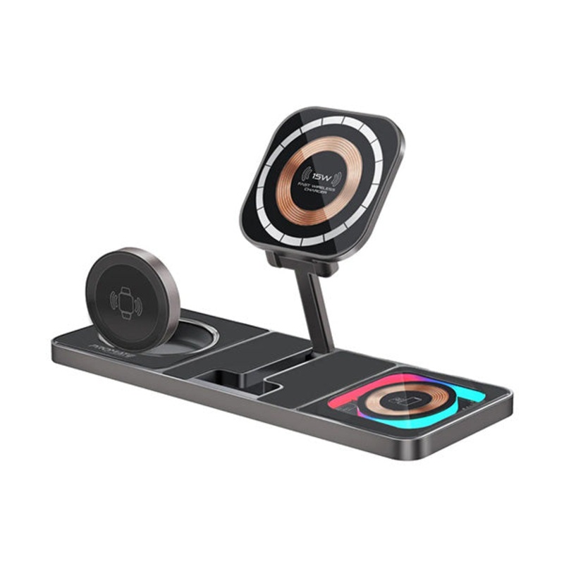 Promate, AuraSlate-Trio, Ultra-Slim Transparent 15W MagSafe Compatible Wireless Charging Station