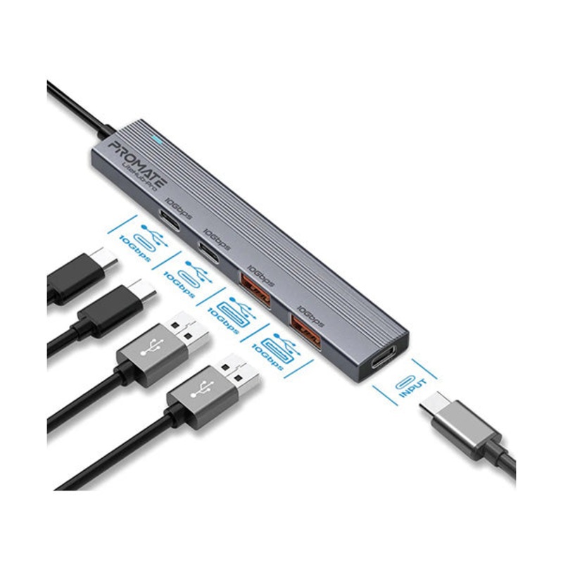 Promate, LITEHUB-PRO, Multi-Port 10Gbps USB-C Data Hub