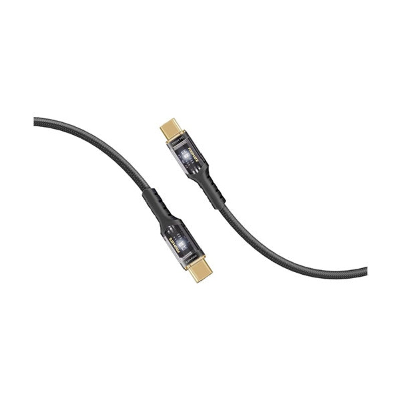 Promate, LucidLine-CC200, High Tensile Transparent 100W Power Delivery USB-C Cable with LED Light