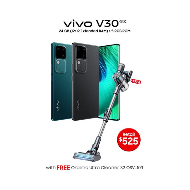 Vivo V30 5G 24GB/512GB (12GB Extended RAM) + 120 Days Screen Replacement Warranty + Free Oraimo Ultra Cleaner S2 OSV-103