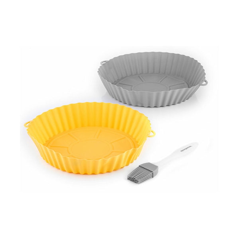 InnovaGoods Silicone Baskets with Brush For Air Fryers Mollicon 2 Units – V0103786