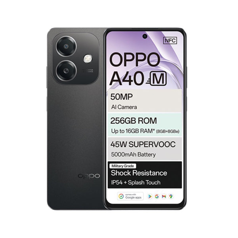 Oppo A40m 12GB/256GB (6GB Extended RAM) Military Grade Shock Resistance, SGS Certification + 1 Year Screen Replacement Warranty