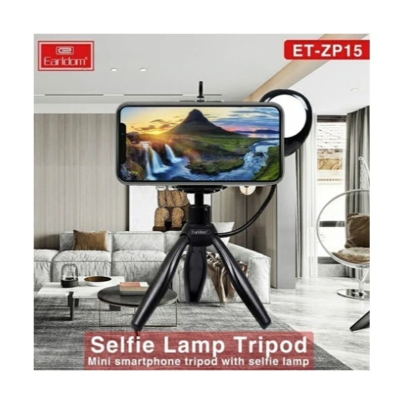 Earldom (ET-ZP15) 360 Degree Rotate Mini Smartphone Tripod with Selfie Lamp