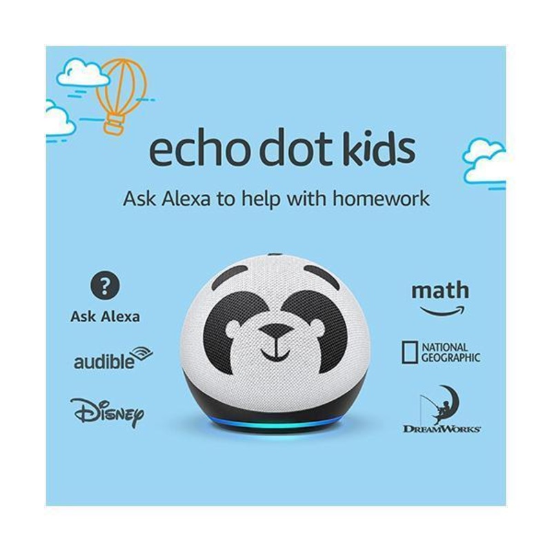Echo Dot (4th Gen) Kids | Designed for kids, with parental controls, Panda Edition