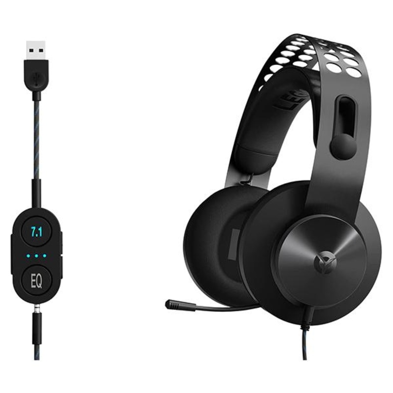 Lenovo Legion H500 PRO 7.1 Surround Sound Gaming Headset, Noise-Cancelling Mic, Memory Foam & PU Leather Earcups, Stainless Steel Headband, PC, PS4, Xbox One, Nintendo Switch, GXD0T69864