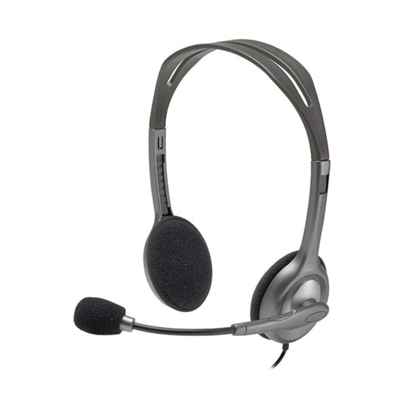 Logitech H110 PC Stereo Headset, 3.5mm dual plug computer headset, noise-cancelling Microphone. Compatible with computers/ smartphones/tablets Windows/Mac/Chrome OS – 981-000271