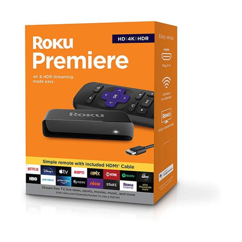 Roku Premiere | HD/4K/HDR Streaming Media Player, Simple Remote and Premium HDMI Cable