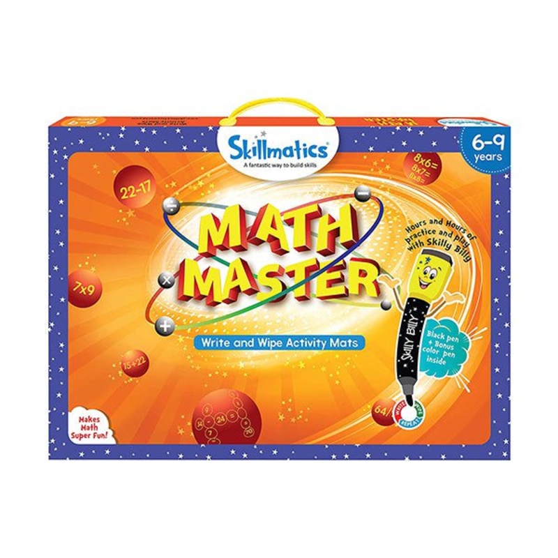 Skillmatics, Math Master, 6-9 Years, Reusable Activity Mats with 2 Dry Erase Markers, SKILL16MMB