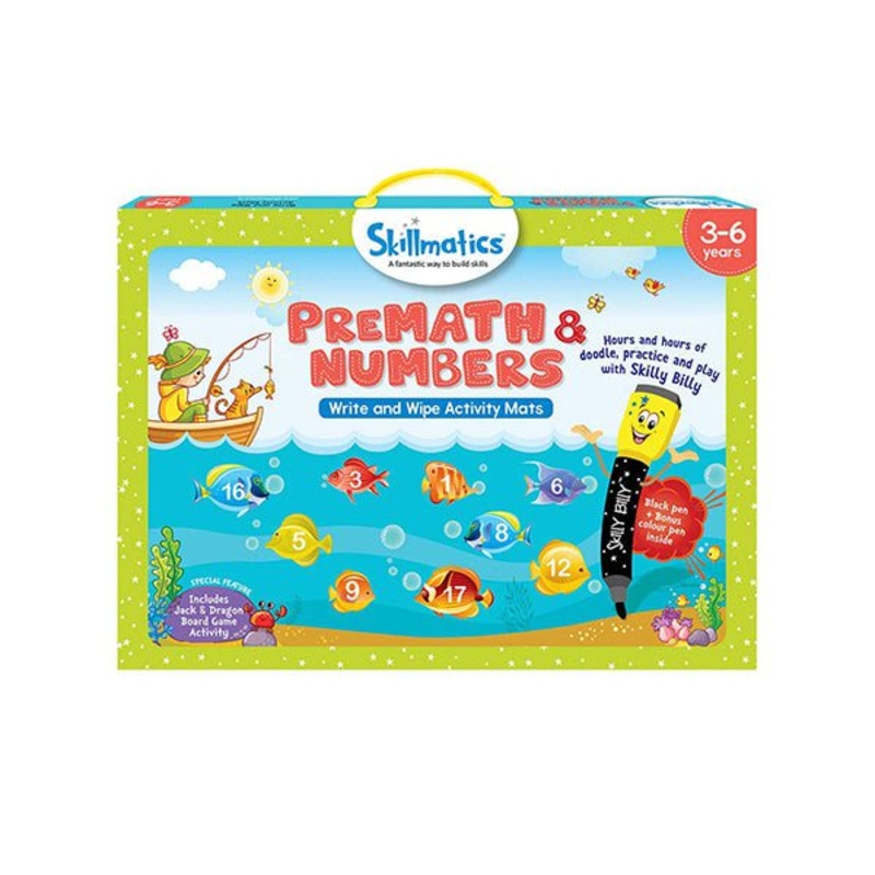 Skillmatics, Premath and Numbers, 3-6 Years, Reusable Activity Mats, Educational Game with 2 Marker Pens, Gifts for Kids, SKILL10PNB