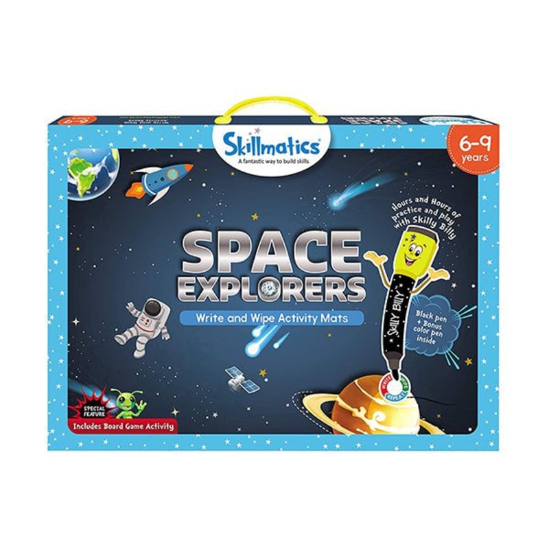 Skillmatics, Space Explorers, 6-9 Years, Reusable Activity Mats with 2 Dry Erase Markers, Easter Gifts & Creative Learning, SKILL06SEB