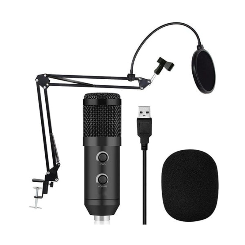 Conqueror Cardioid Condenser Microphone USB Table Stand Arm Holder Pop Filter Mic For Computer Karaoke PC – BM900