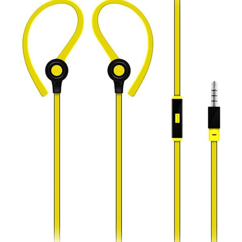 Promate, Jazzy Earbuds, Noise Cancelling In-Ear Over-Ear Wired Earhook Headphones with Built-In Microphone and Stereo Sound Quality for Gym, iPhone, Samsung, Smartphones, Tablets