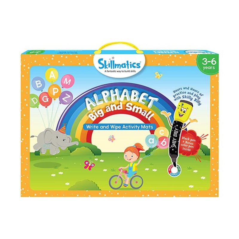 Skillmatics, Alphabet Big and Small, 3-6 Years, Preschool Learning for Kids Ages 3 to 6, Reusable Activity Mats with 2 Dry Erase Markers, SKILL01ABB