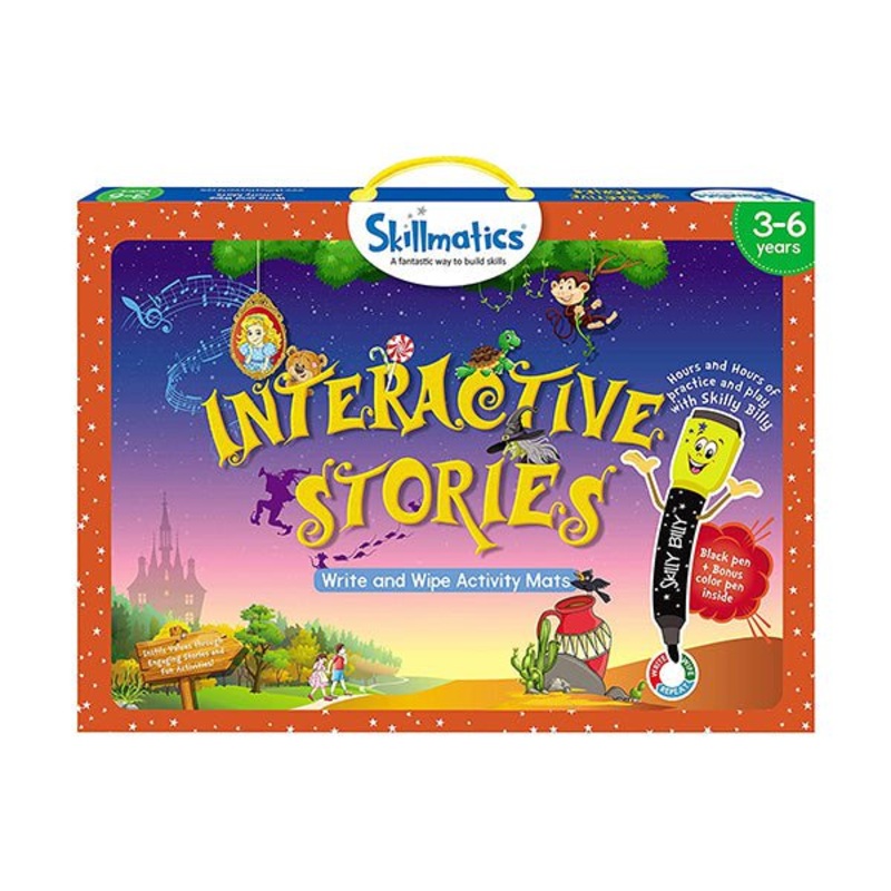 Skillmatics, Interactive Stories, 3-6 Years, Preschool Learning, Reusable Activity Mats with 2 Dry Erase Markers, SKILL19ISB