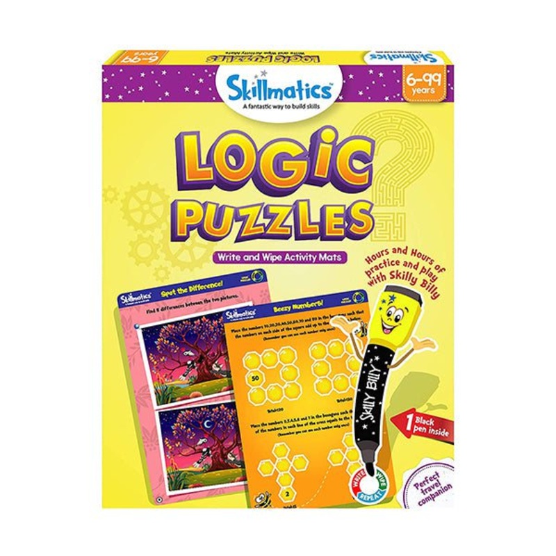 Skillmatics, Logic Puzzles, 6-99 Years, Travel Toy & Learning Tools, Reusable Activity Mats with Dry Erase Marker, SKILL46LPS