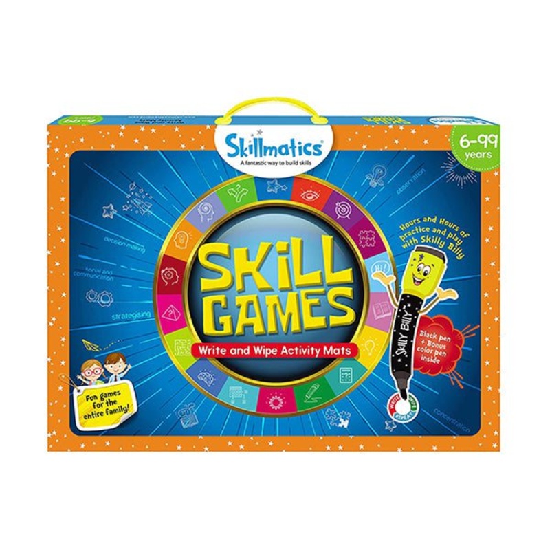 Skillmatics, Skill Games, 6-99 Years, Reusable Activity Mats with 2 Dry Erase Markers, Learning Tools, SKILL12SGB