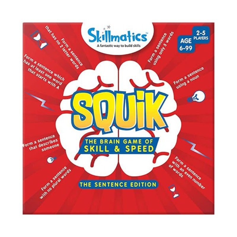 Skillmatics, SQUIK Sentence Edition, 6-99 Years, Exciting Strategy Game for Kids, Adults and Families, Learn Parts of Speech, Nouns, Verbs, Pronouns, Adjectives, SKILL32SSE