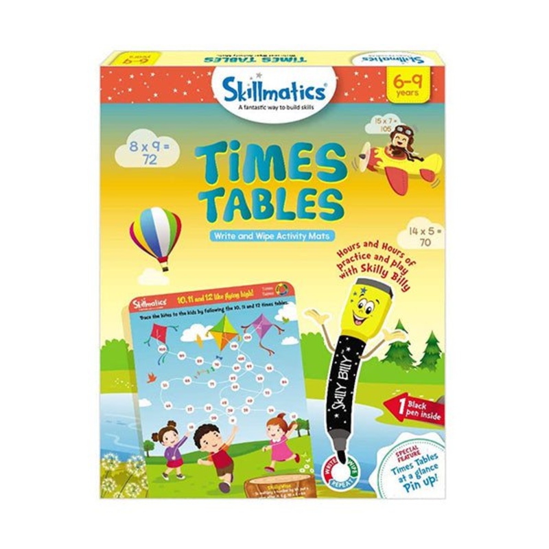 Skillmatics, Time Tables, 6-9 Years, Reusable Activity Mats with Dry Erase Marker | Easter Gifts, Travel Toy & Learning, SKILL07TTS