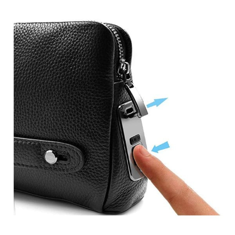 Anti-Theft Men’s Wallets, Fingerprint Recognition Unlockr, Genuine Leather with Zipper, Exquisite Soft Leather Long Handbag, Support USB Charging