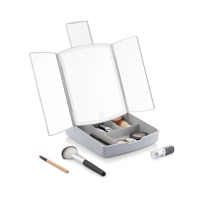 InnovaGoods 3-In-1 Folding Led Mirror with Make-Up Organiser Panomir, V0103402