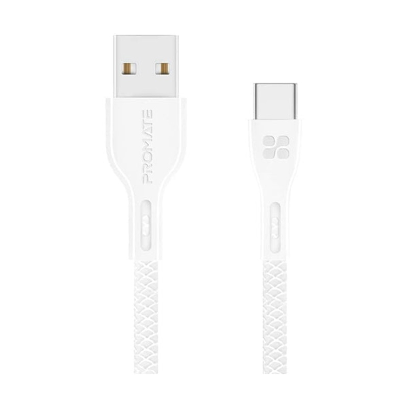 Promate 1.2-Meter PowerBeam-C USB Cable, Durable 2A Ultra-Fast USB-A Male to USB-C, High-Speed Data Transfer, Over-Charging Protection, Over-Charging Protection for Type-C Enabled Devices