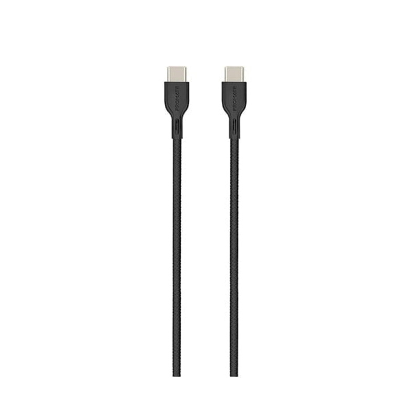 Promate 1.2-Meter PowerBeam-CC USB Type C Cable, Ultra-Fast 3A USB Type-C Male to USB Type-C, with 60W Power Delivery