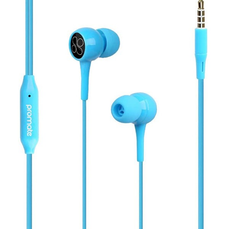 Promate, Bent 3.5 mm In-Ear Headphones, Premium Stereo Wired Earphones with Built-In Microphones