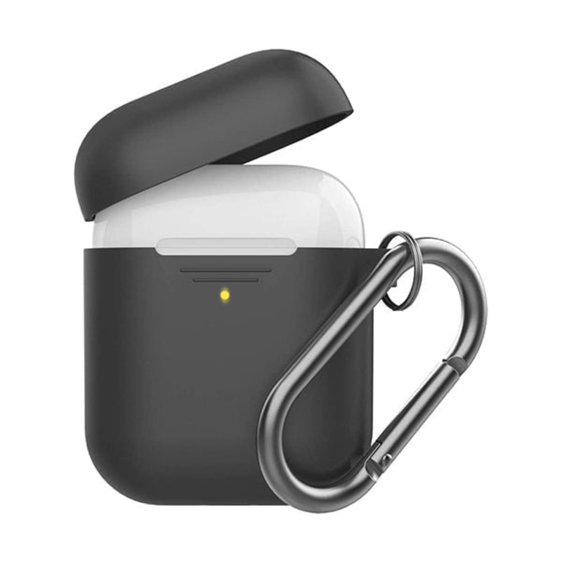 Promate GripCase Silicone AirPods Case, Ultra-Slim Shockproof Protective Wireless Charging Compatible Case Cover with Quick-Snap Carabiner and Anti-Slip Case for Apple AirPods and AirPods 2