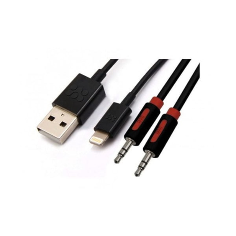 Promate LinkMate LTA Lightning Sync & Charge Cable with Audio Line-in Cable