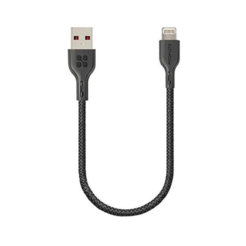 Promate PowerBeam-25I Lighting Cable 25cm Anti-Tangle USB to Lightning Connector Cable