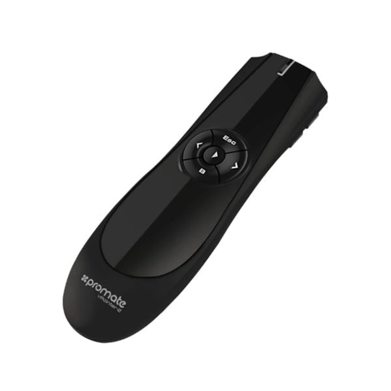 Promate, vPointer-2 Wireless Presenter, Professional 2.4GHz Wireless USB Presenter with Laser Pointer, Media Control and Intuitive Slideshow Controls for PowerPoint, Meetings, Office, Windows, iOS