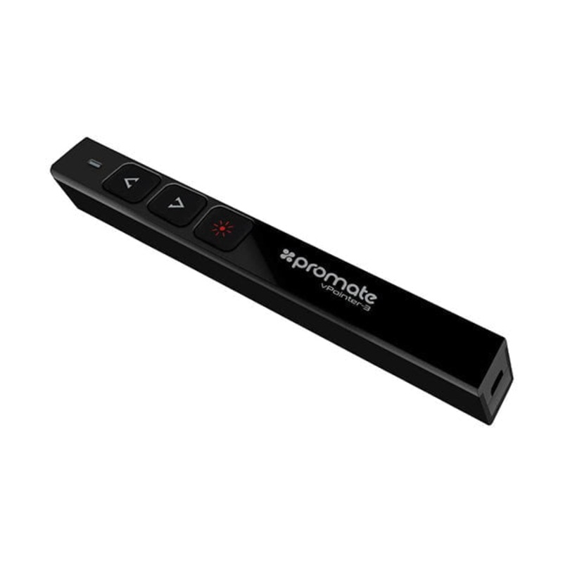 Promate, vPointer-3 Wireless Presenter, Ultra-Slim 2.4GHz with Built-In Red Laser Pointer and USB Receiver, Slideshow Control for Presentation, Reports, Lecture, Teaching
