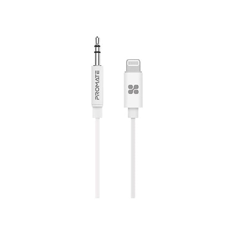 Promate, AudioLink-LT2 Aux Cord for iPhone, Apple MFi Certified Lightning Connector Car Aux Cable with 3.5mm Audio Converter, 2m Cord and Integrated Digital-to-Analog Converter for iPhone, iPad