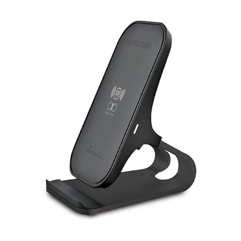 Promate, AuraDock-6 Wireless Charger, Qi-Certified Dual Coil 15W Wireless Charger Stand with QC 3.0 Wall Charger, Flexible Charging Area and USB Type-C Sync Charge Cable for All Qi Devices
