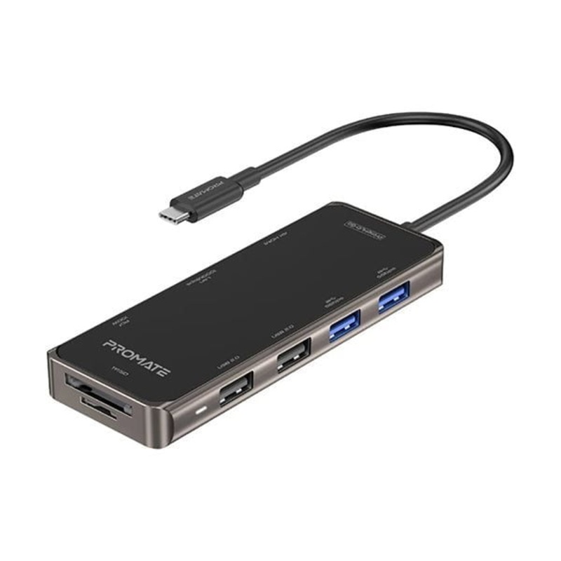 Promate, PrimeHub-Go Compact Multiport USB-C Hub with 100W Power Delivery