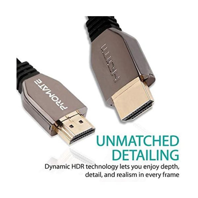 Promate, ProLink8k-200 HDMI 2.1 Cable, Premium High-Speed 48Gbps 8K HDMI to HDMI Cord with Dynamic HDR, Enhanced Audio Return, 2m Tangle-Free Cord and 3D Video Support for HDTV, Apple, PlayStation, 2m