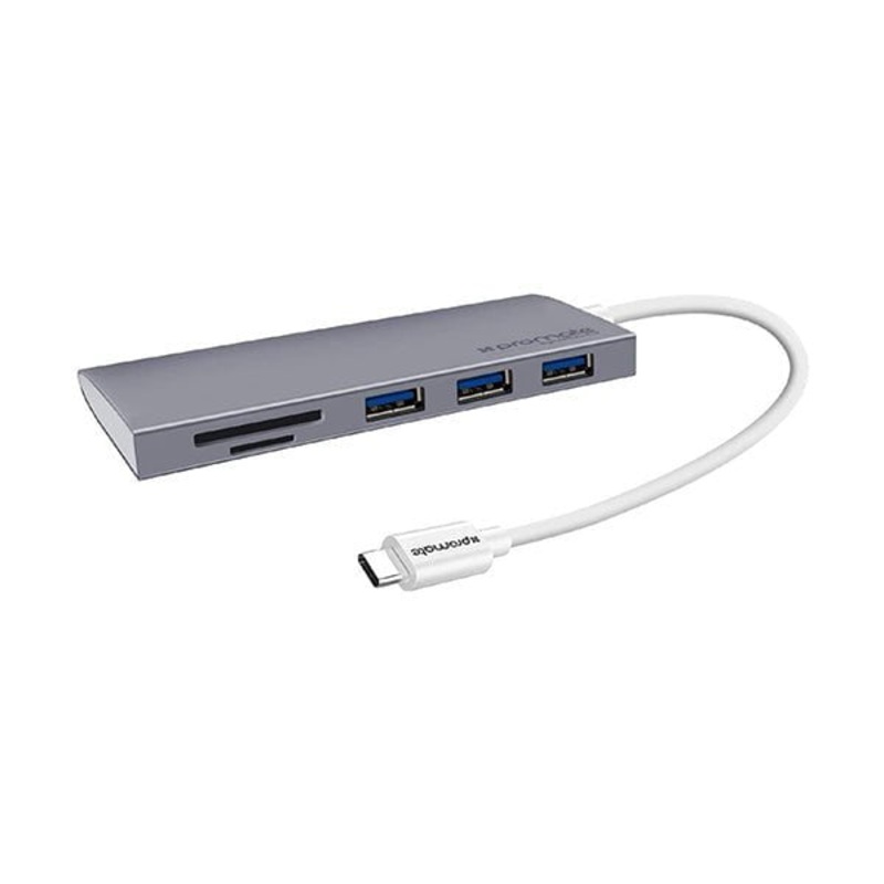 Promate, Synchub-c3 Space Usb C Type C 3 In 1 Hub, 3 Port Usb 3.1 Hub, Micro Sd And Sd Card Reader Adapter For Lg Gram, Dell Xps 13 And Other Type-c Devices,