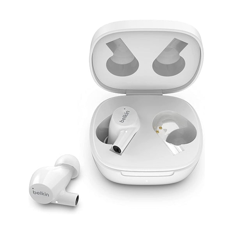 Belkin, AUC004BTWH Wireless Earbuds, Sound Form Rise True Wireless Bluetooth 5.2  Earphones with Wireless Charging IPX5 Sweat and Water Resistant with Deep Bass for iPhone, Galaxy, Pixel and More