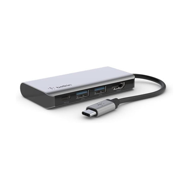 Belkin, AVC006BTSGY USB C Hub, 4-in-1 MultiPort Adapter Dock with 4K HDMI, USB-C 100W PD Pass-Through Charging, 2 x USB A Ports for MacBook Pro, Air, iPad Pro, XPS and More