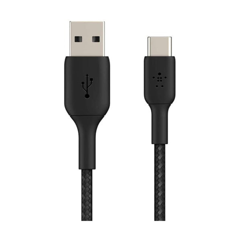Belkin CAB002bt2MBK Braided USB-C Cable Boost Charge USB-C to USB Cable, USB Type-C Cable for Samsung, iPad Pro, Nintendo Switch and more, 2m
