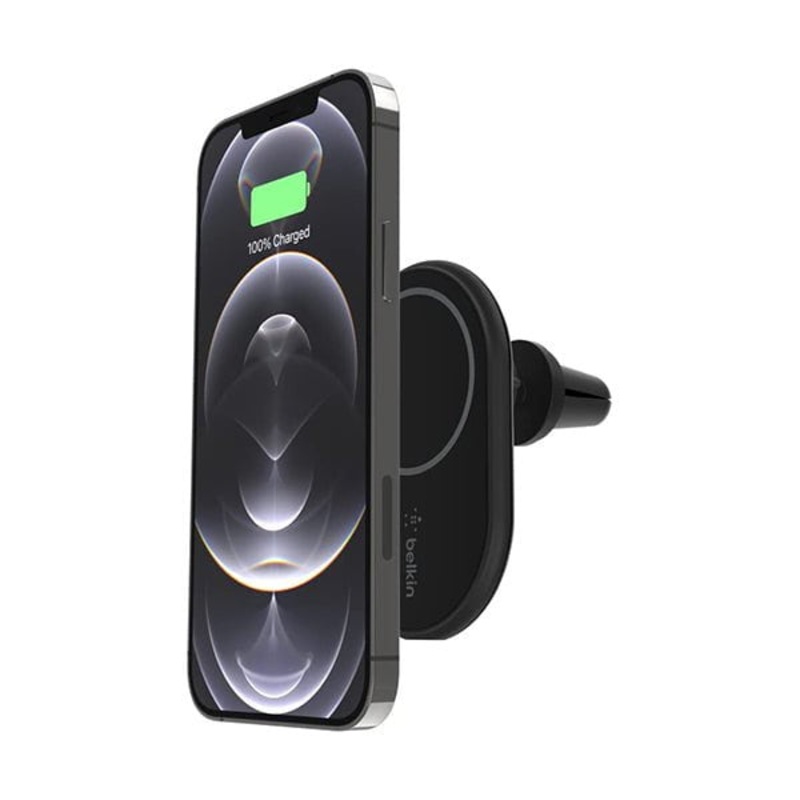Belkin, MagSafe Compatible Car Phone Magnetic Charging Mount, Air Vent Phone Holder and Charger for iPhone 13, 12, Pro, Pro Max, Mini (power supply not included), WIC004BTBK