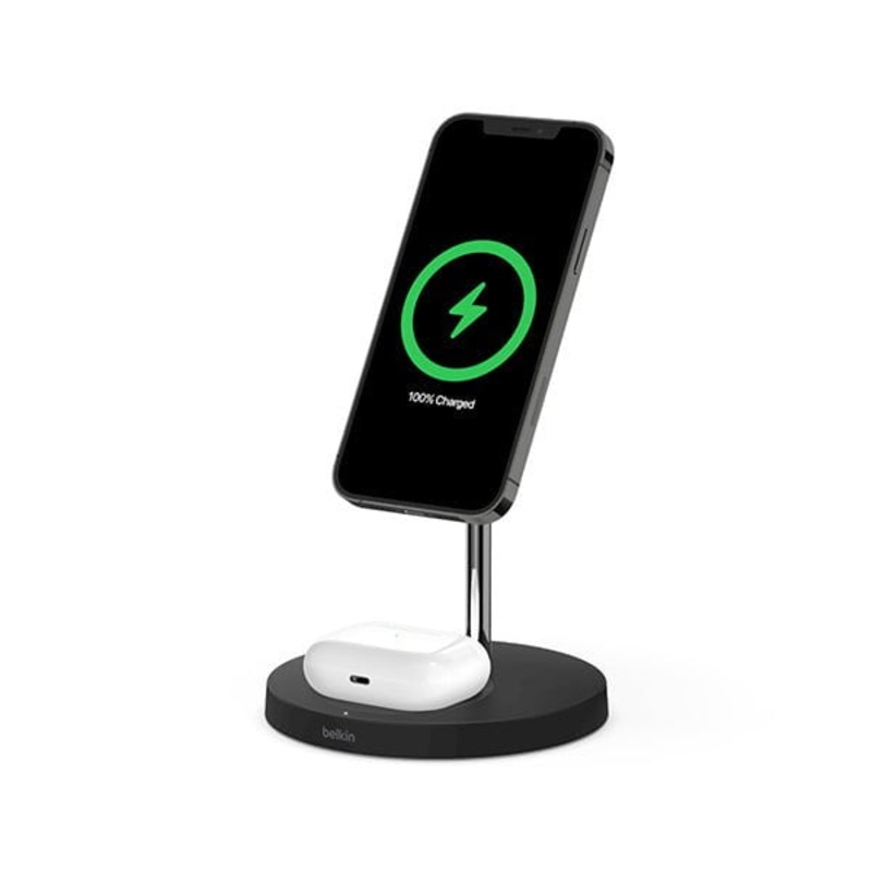 Belkin, WIZ010VFBK Version 2 – Magnetic MagSafe Charger Stand for iPhone 12 & 13 and AirPods, Wireless, 15W