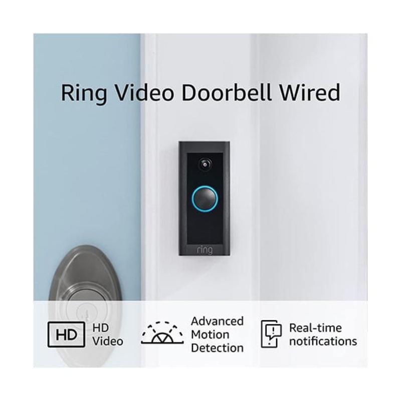 Ring Video Doorbell Wired  Convenient, essential features in a compact design, pair with Ring Chime to hear audio alerts in your home (existing doorbell wiring required) – 2021 release