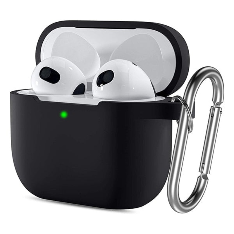 AirPods 3rd Gen Case Cover 2021, Soft Silicone Shock-Absorbing Protective Skin Compatible with Apple AirPods 3 Case with Keychain, Wireless Charging, Front LED Visible