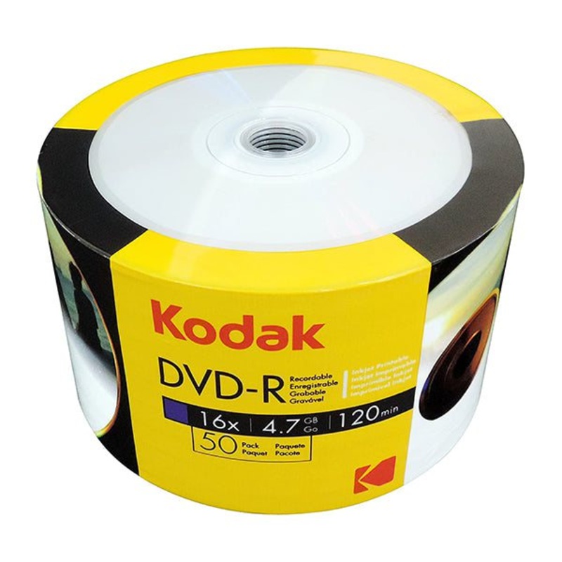Kodak, DVD-R Full Face Printable 16X, Pack of 50-Discs